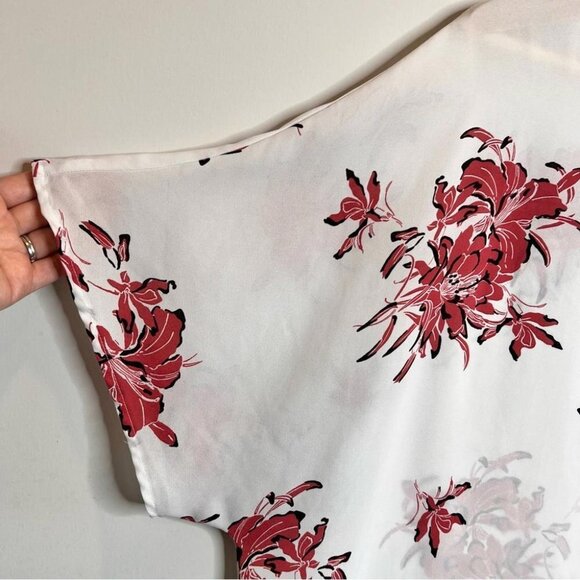 Worthington Womens Size XXL Pink Floral Asymmetrical Short Sleeve Blouse Top - Picture 3 of 10